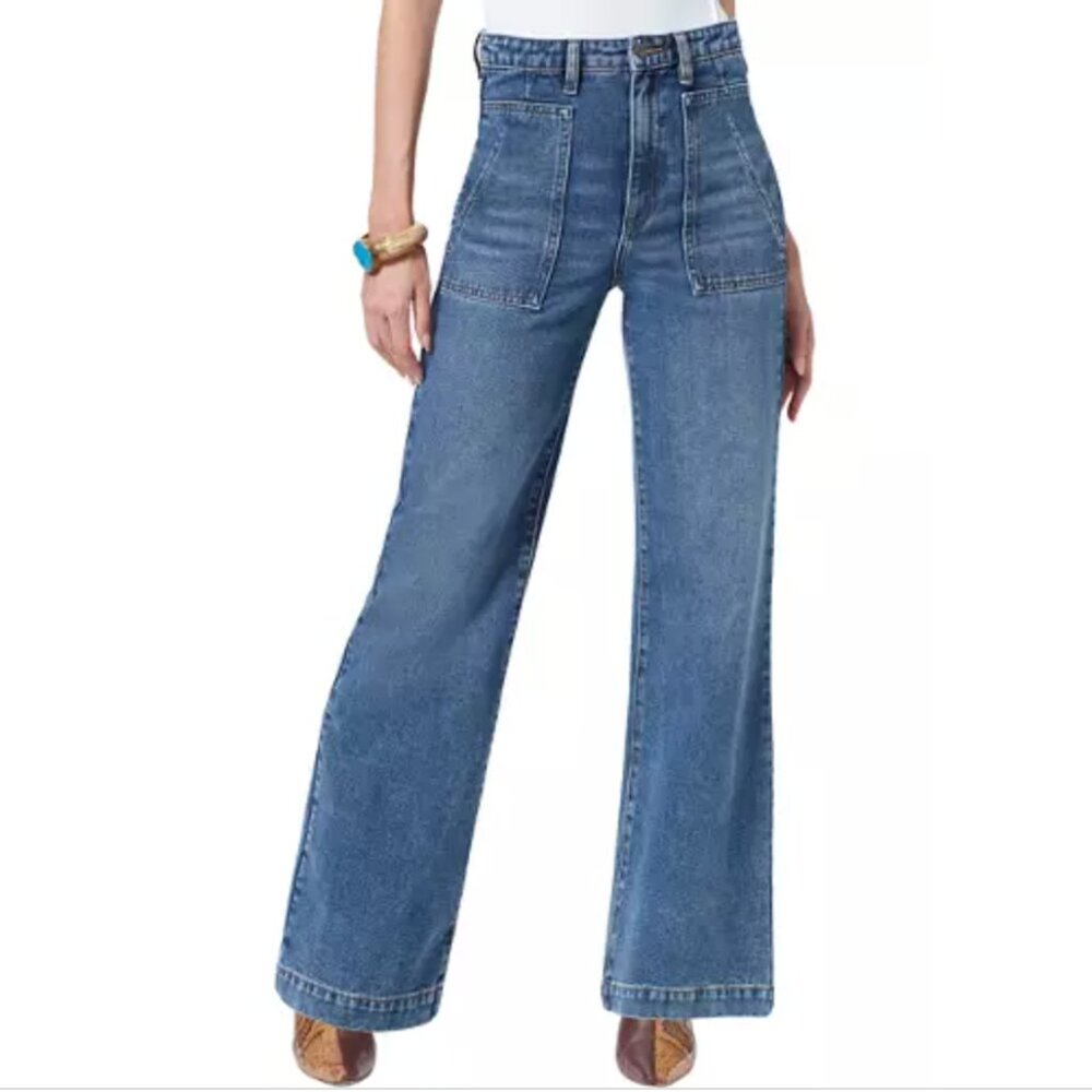 NWT Sam Edelman High Rise Codie Lake Front Wide Leg Pant Jeans Size 29